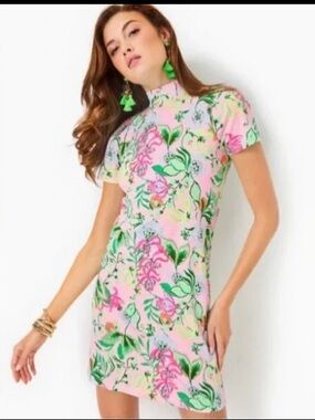 Lilly Pulitzer Hallie Short Sleeve Dress Via Amore Spritzer Tropical Sz M